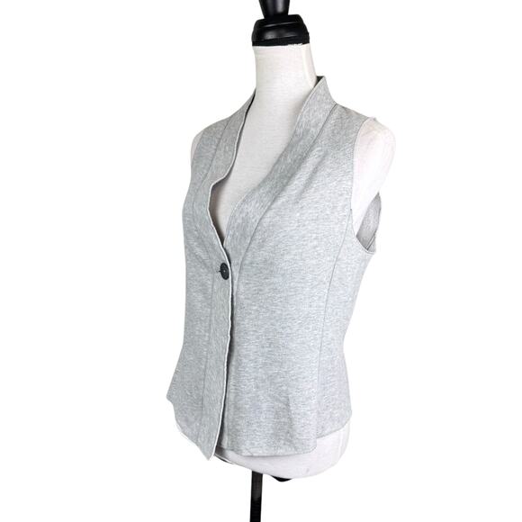 J. Jill Pure Jill Gray Collarless Layering Business Casual Warm Sweatshirt Vest - Picture 2 of 11